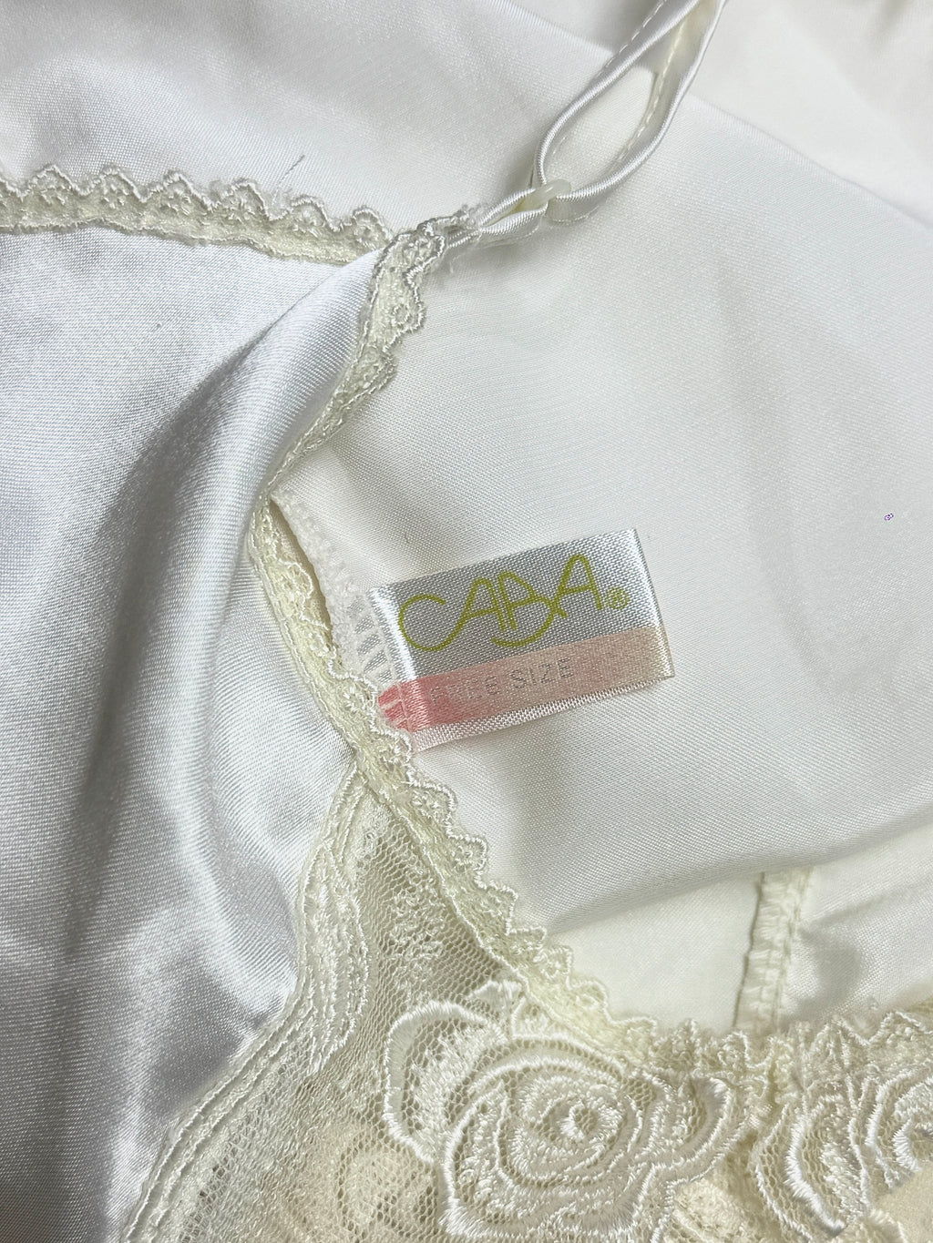 Off-White Rose Lace Satin Front-Button Camisole