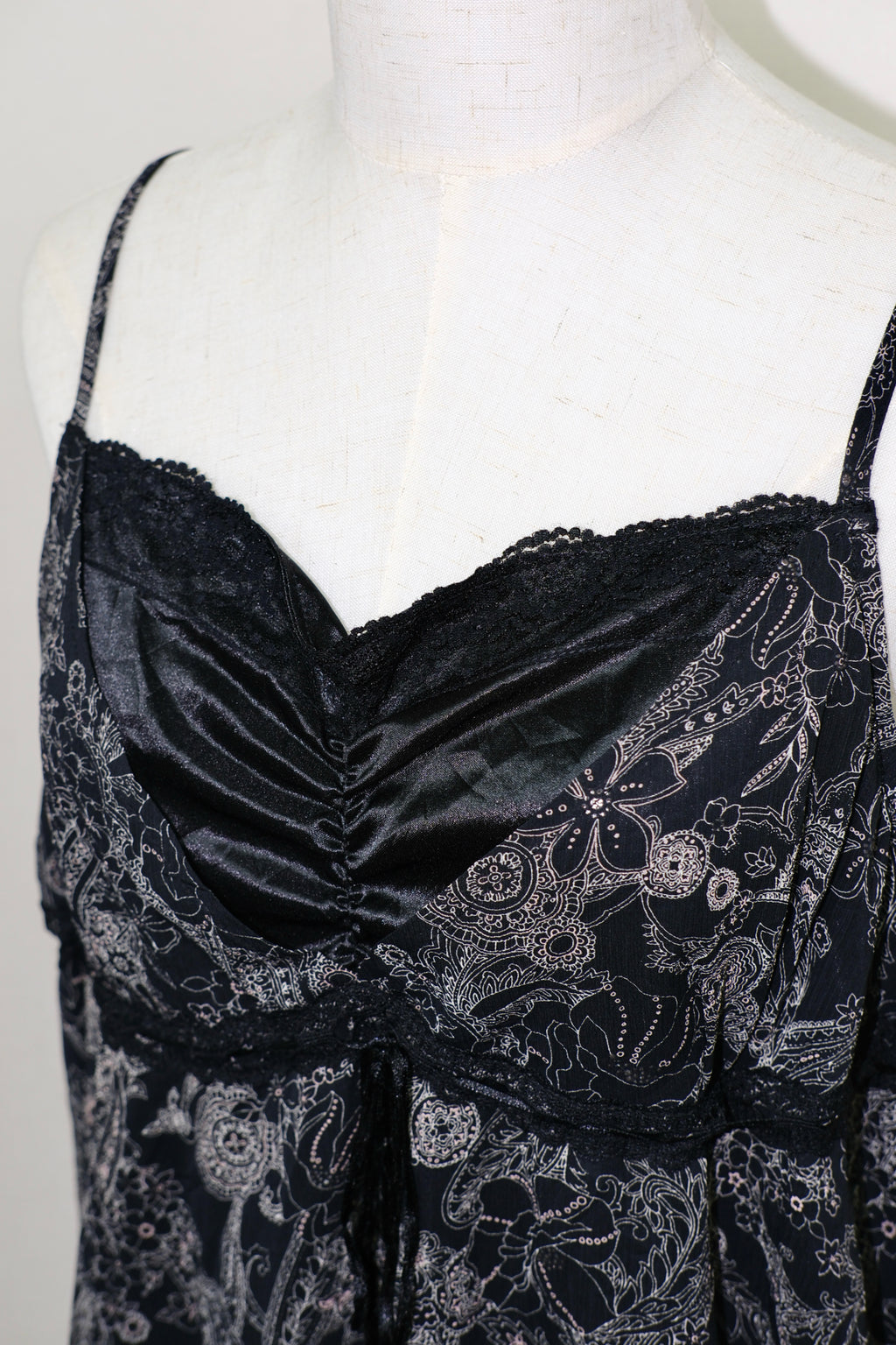 Dark Floral Lace & Satin Camisole