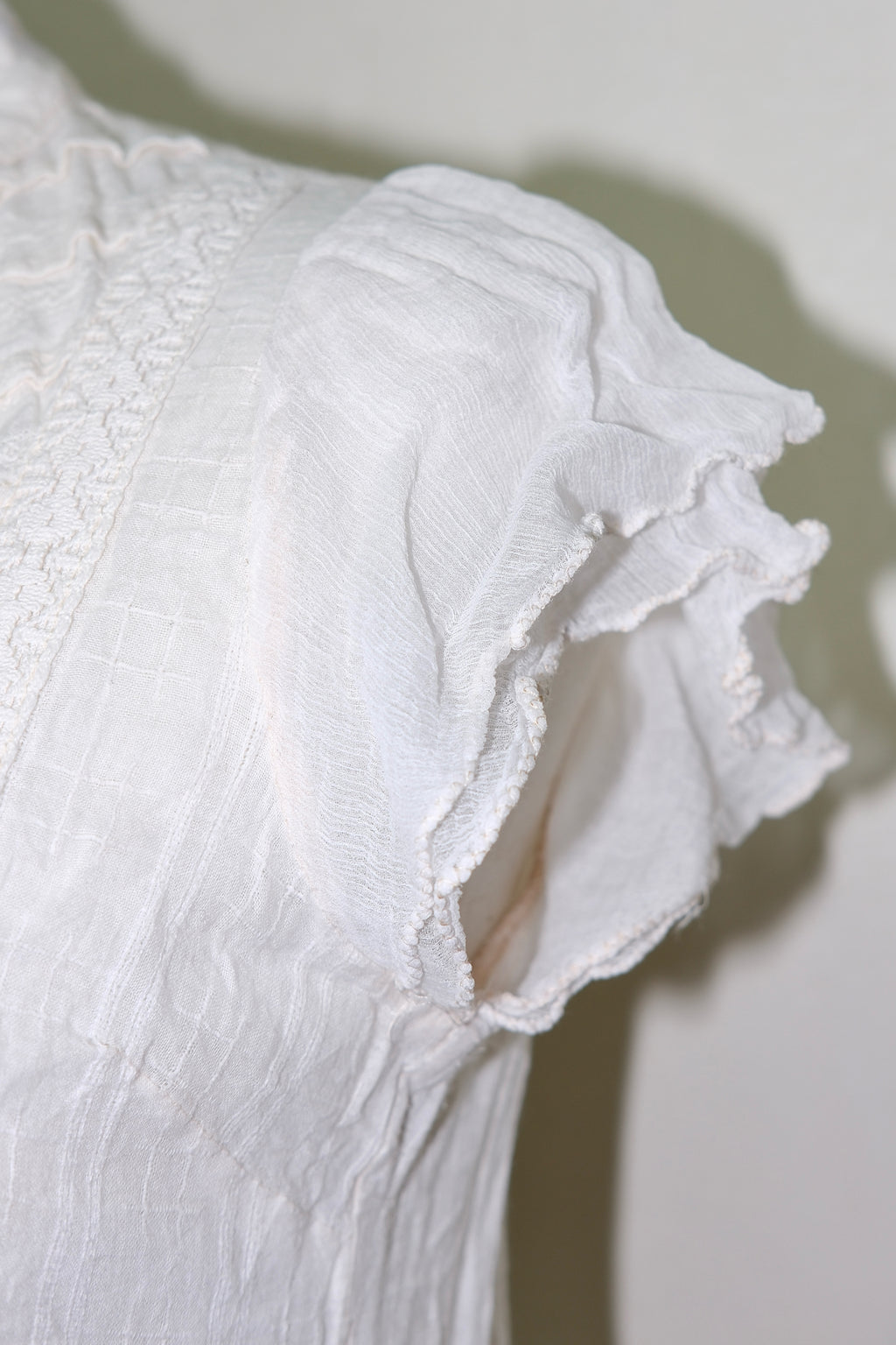 Light Pink Ruffled Button-Front Short-Sleeve Blouse