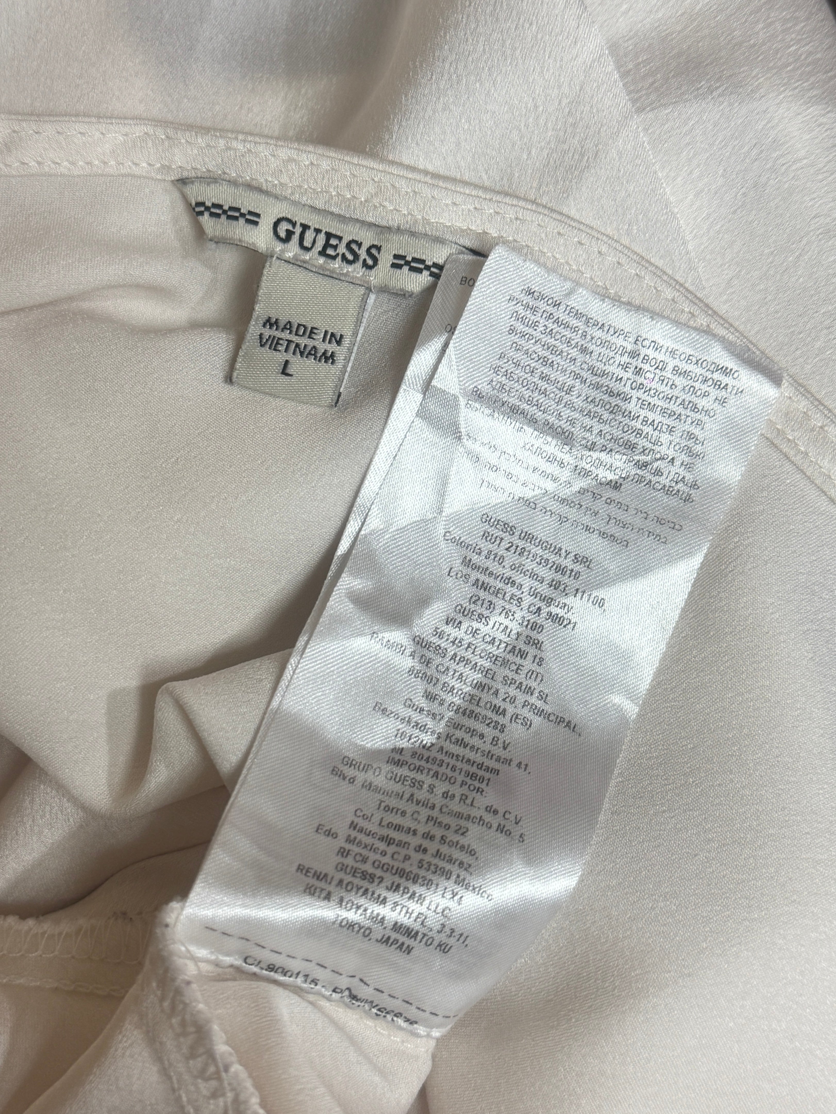 GUESS Moonlight White Soft Sheen Satin V-Neck Camisole