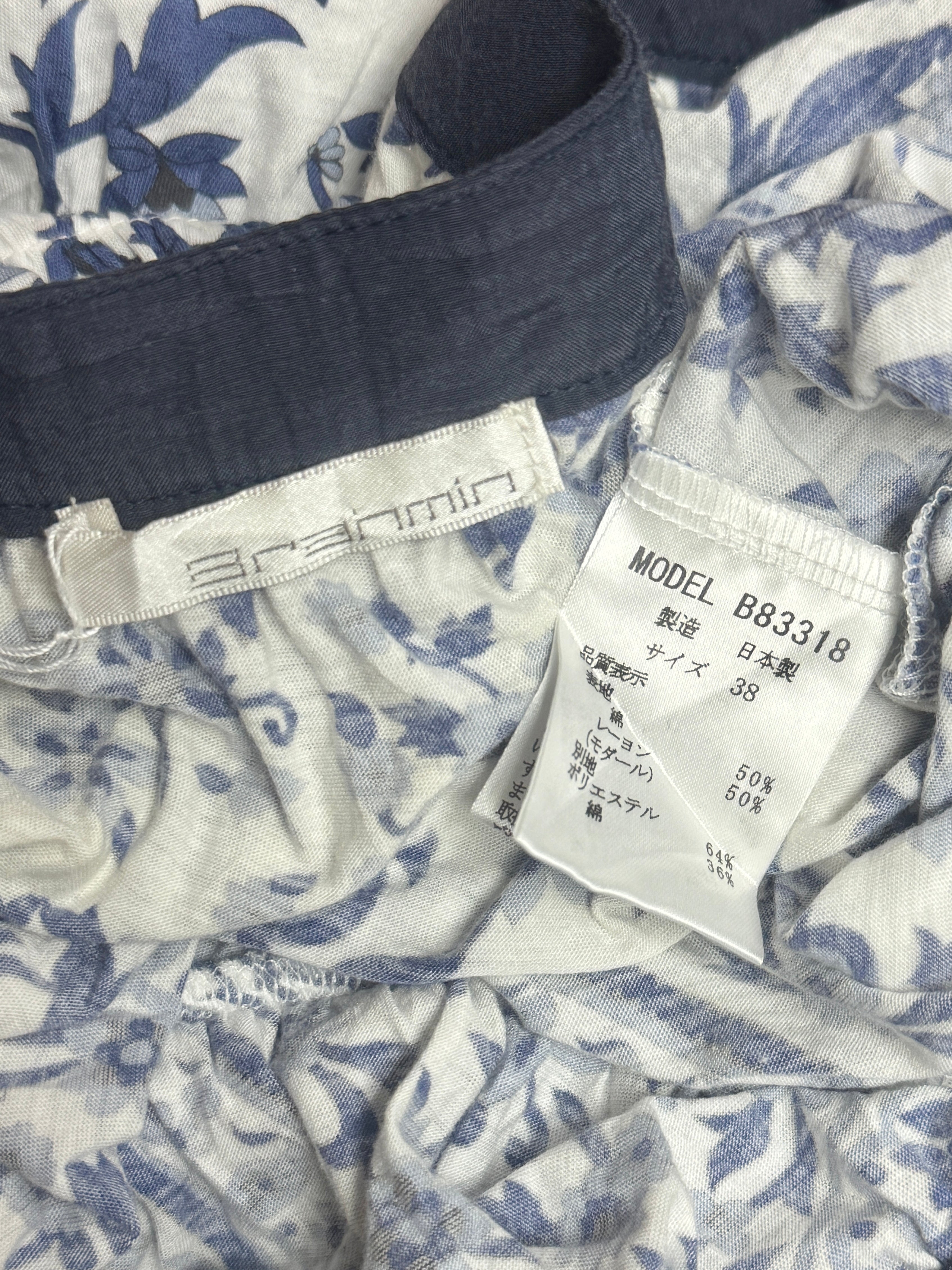 Porcelain Print Off-Shoulder Waisted Top