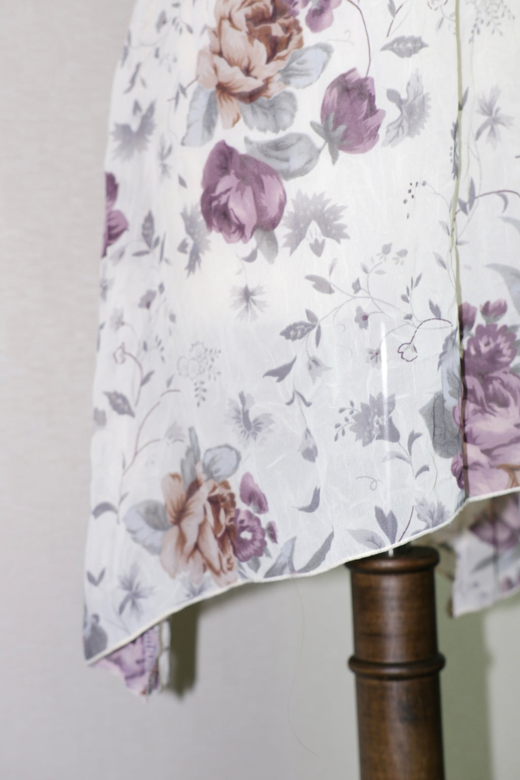 Purple Tulip Print Lace V-Neck Chiffon Slip Dress