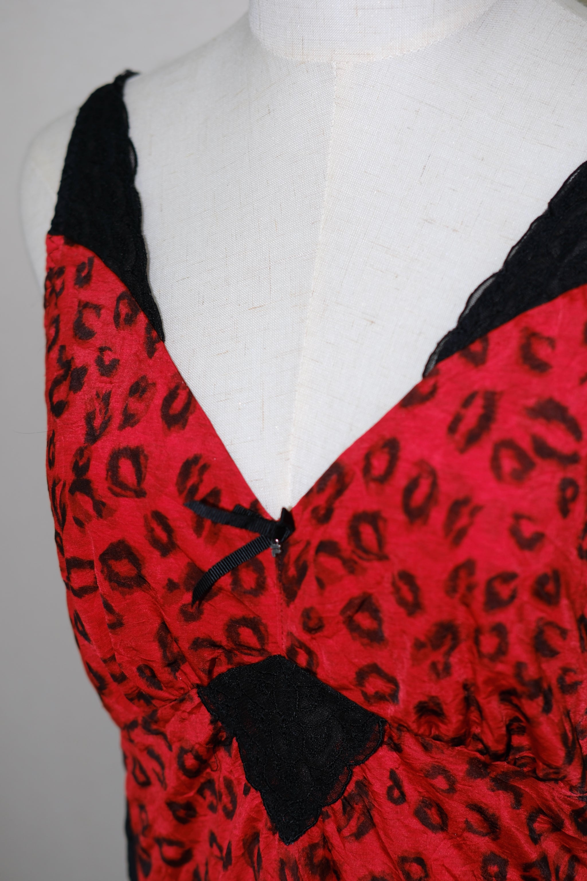 FILA Red Leopard Print Lace-Panel Camisole Top