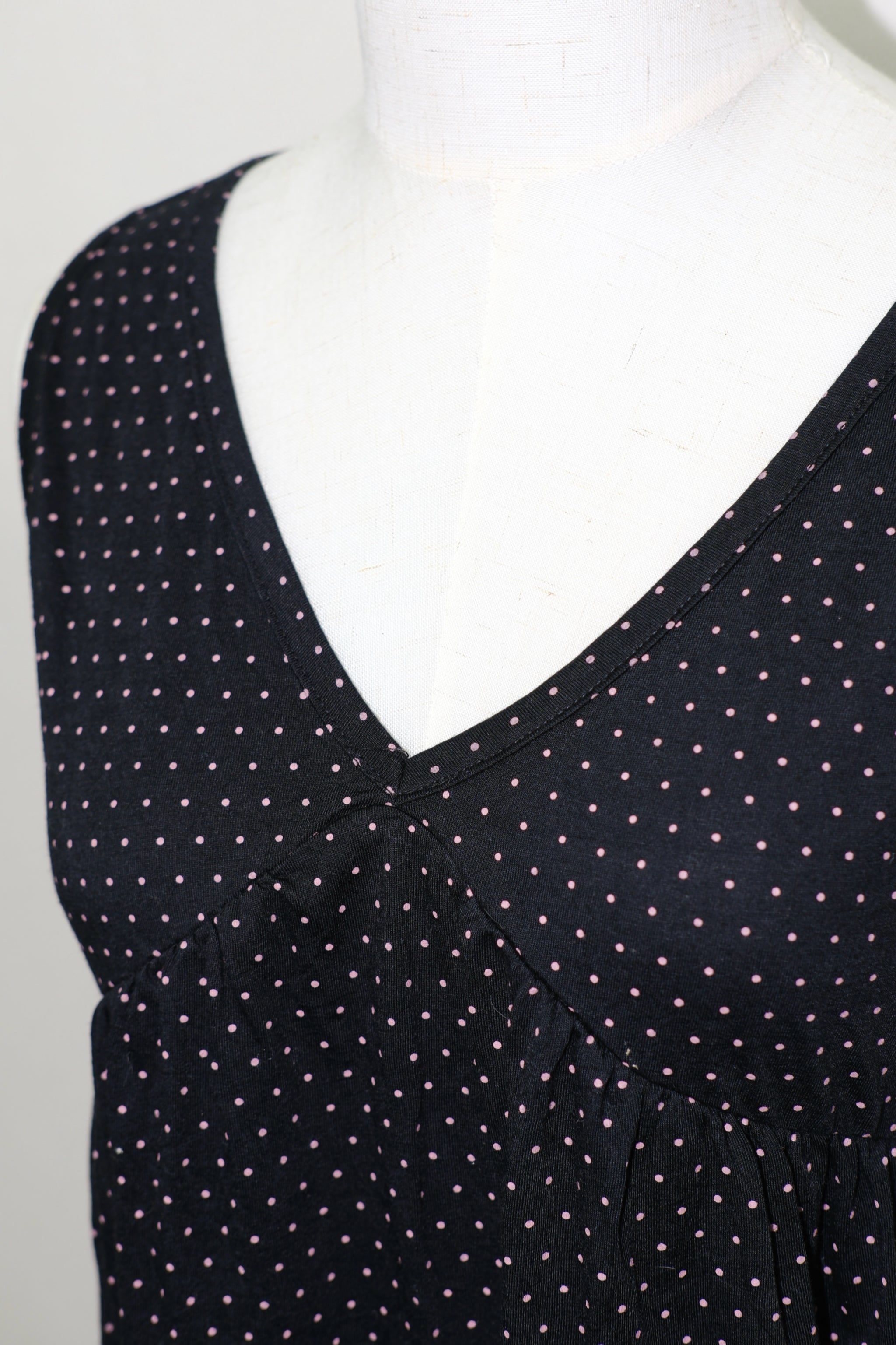 Polka Dot V-Neck Babydoll Sleeveless Mini Dress