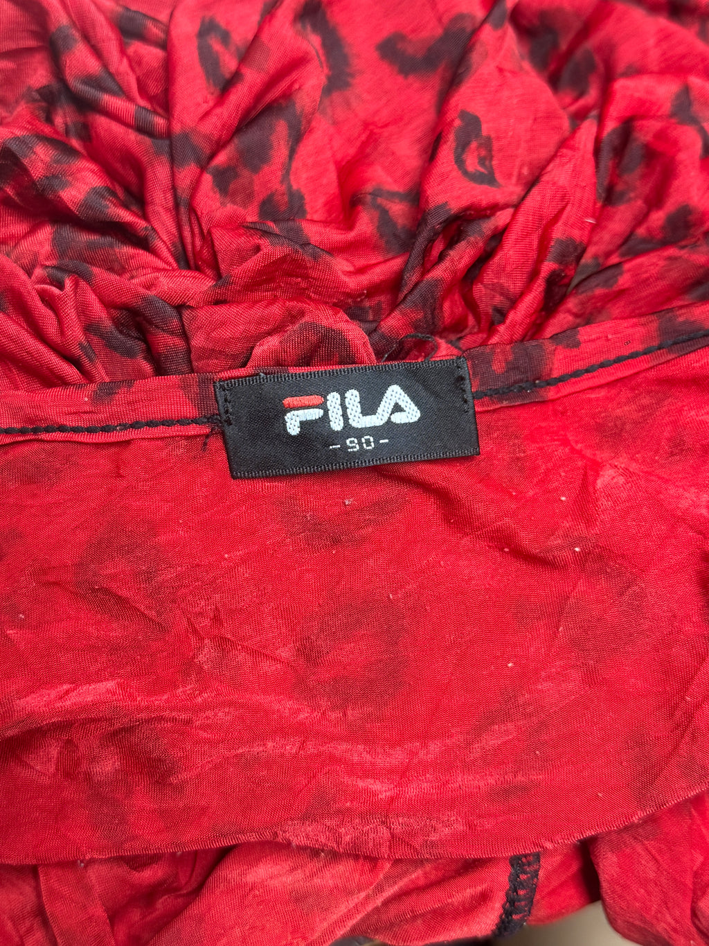 FILA Red Leopard Print Lace-Panel Camisole Top