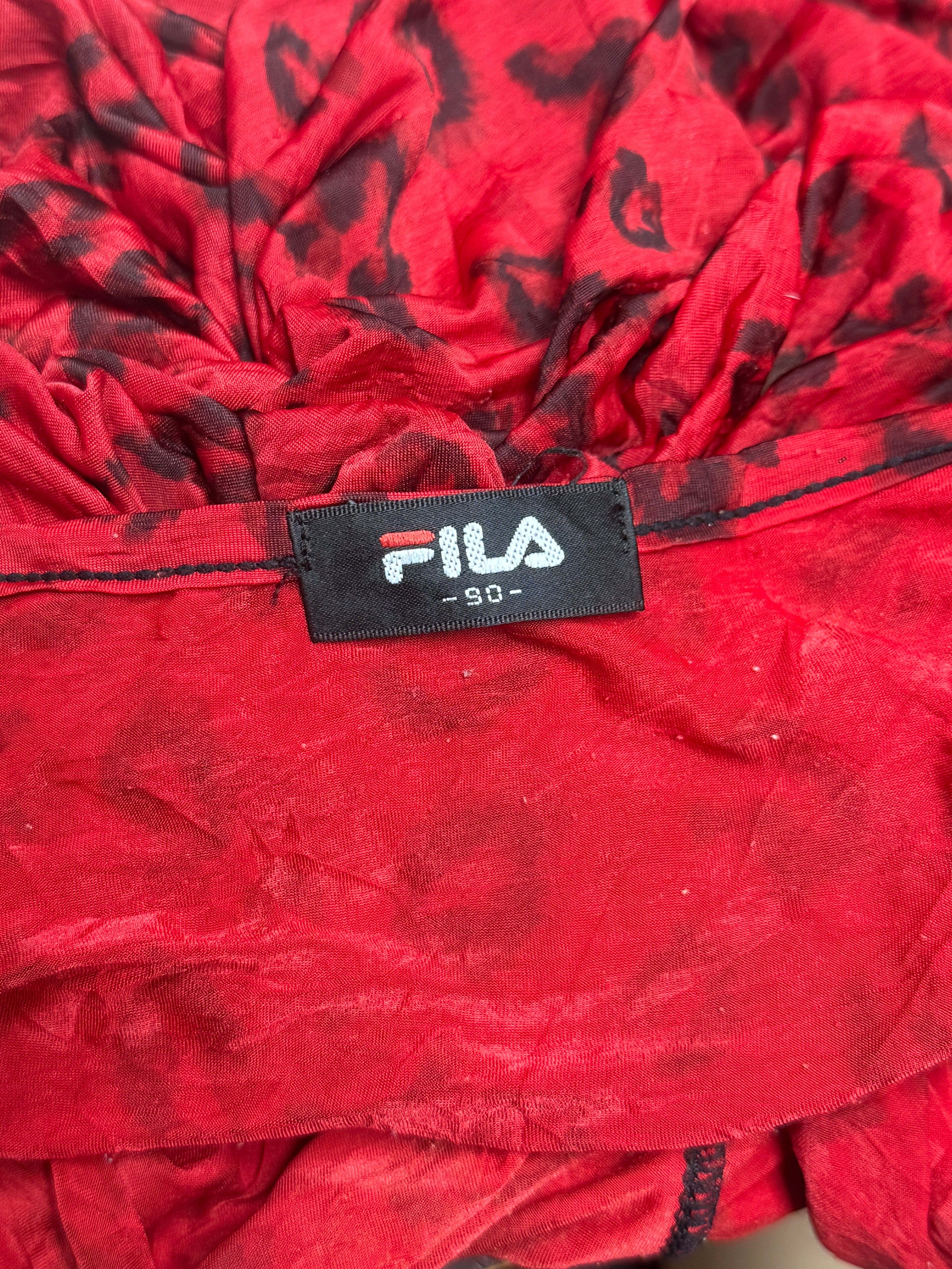 FILA Red Leopard Print Lace-Panel Camisole Top