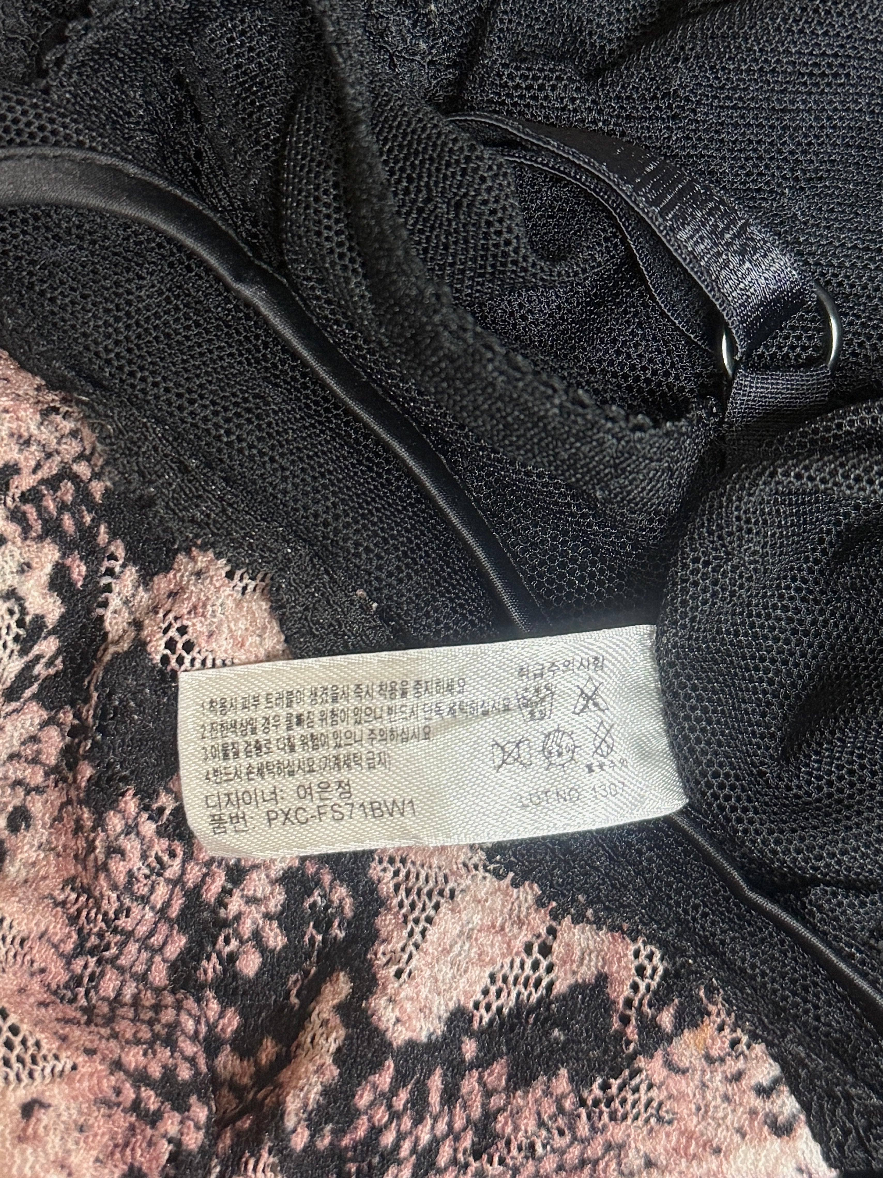 Black & Pink Snake-Print Lace Sheer Mesh Camisole