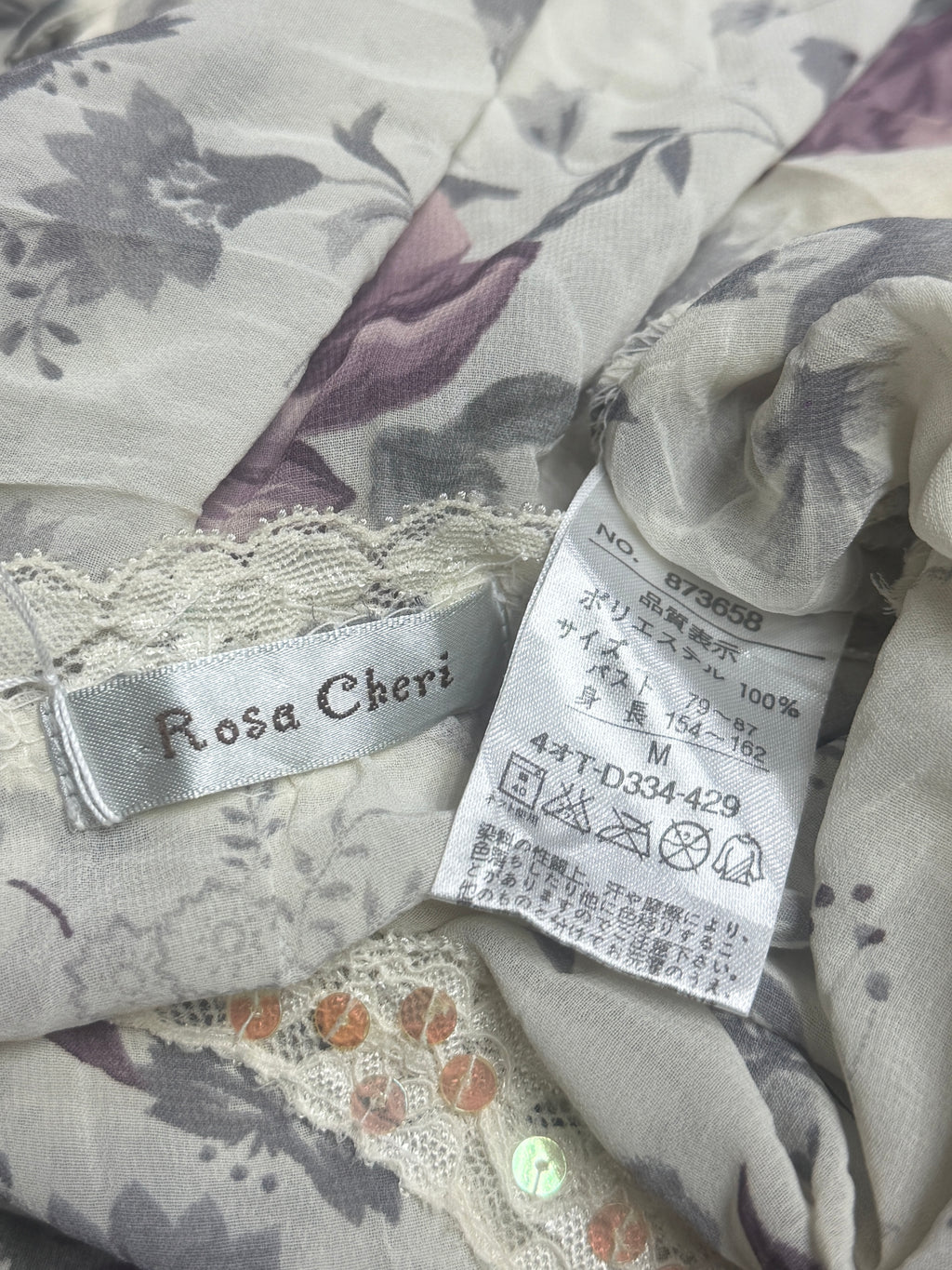 Purple Tulip Print Lace V-Neck Chiffon Slip Dress