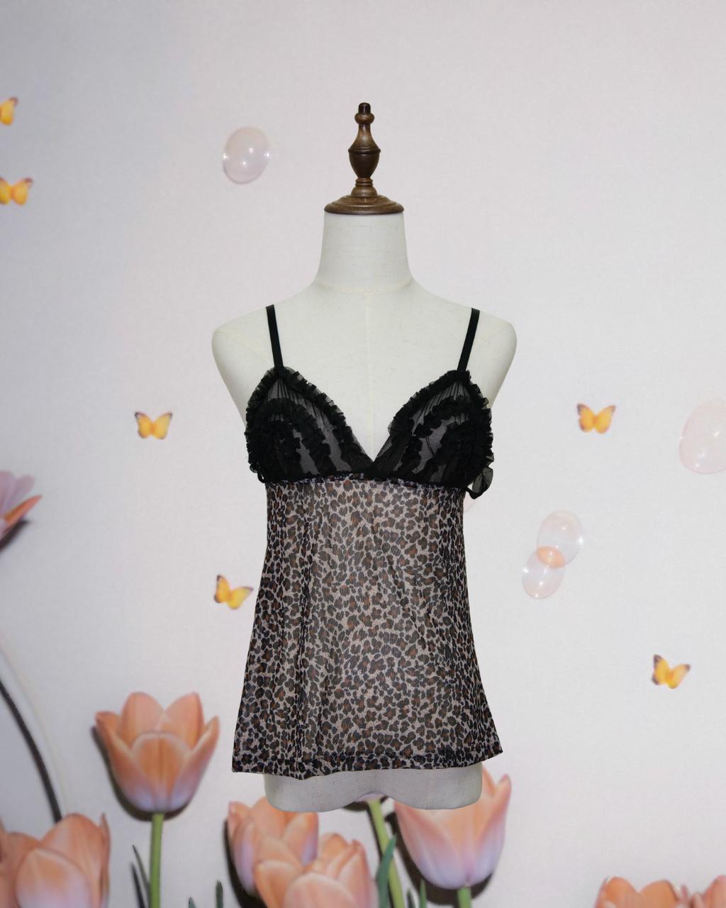 Leopard Print Sheer Lace Camisole